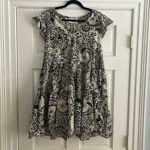 BUCKETLIST Black and Cream Floral Swing Dress